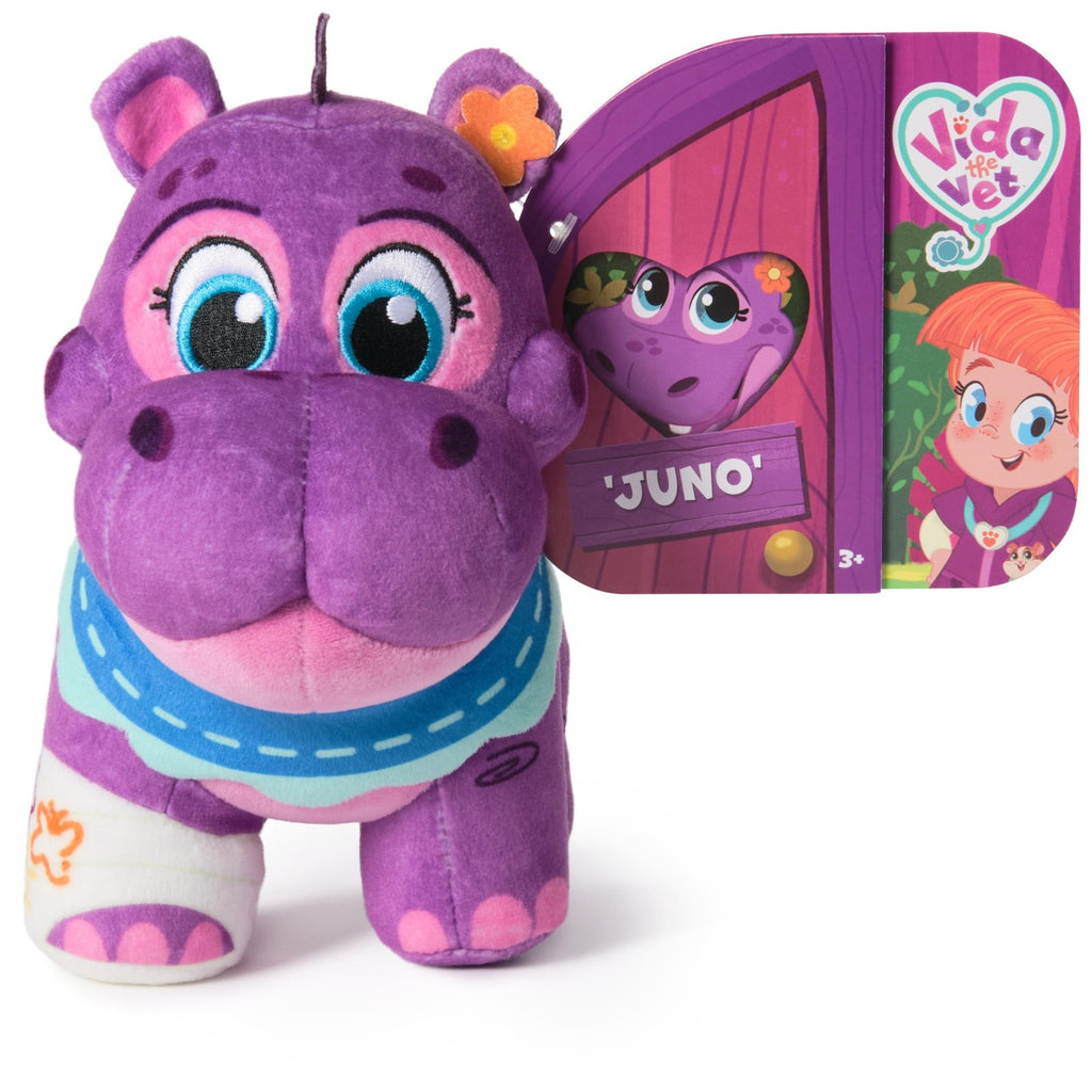 Juno Plush Hippo Toy Figure 7 Inch Kids Toy for Pretend Play and Imagination