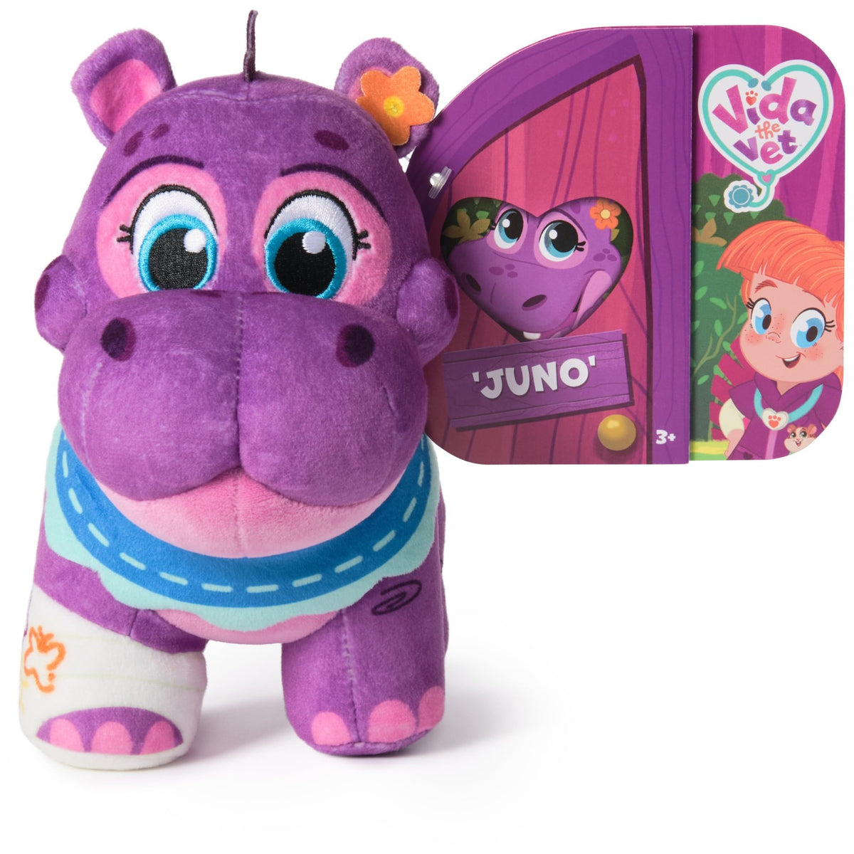 Juno Plush Hippo Toy Figure 7 Inch Kids Toy for Pretend Play and Imagination