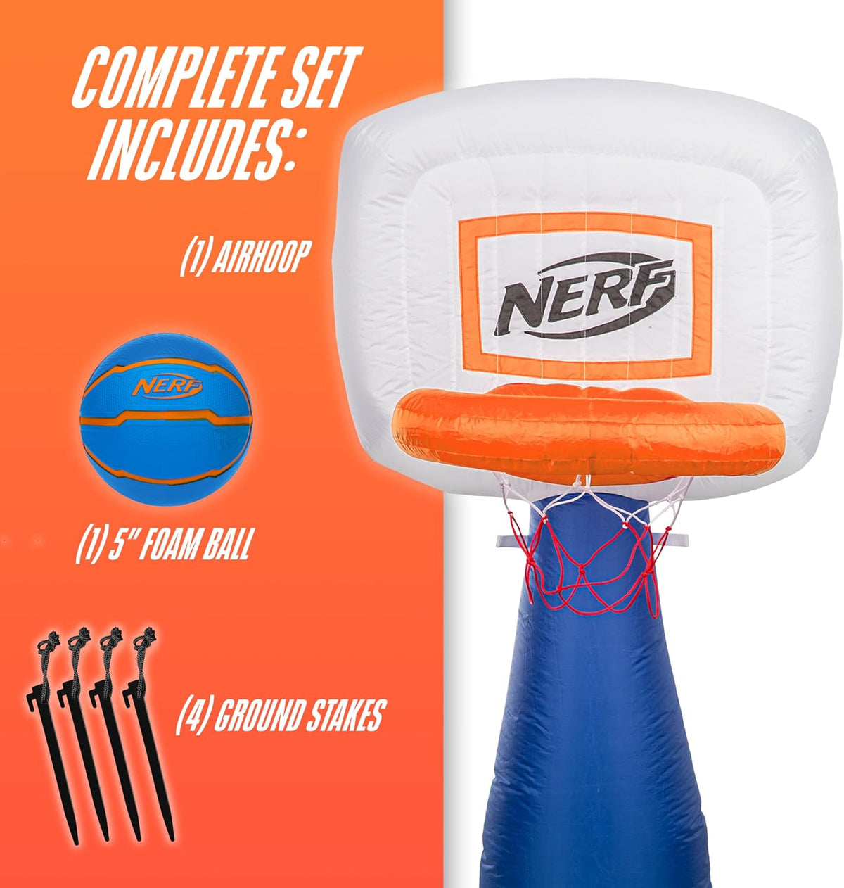 NERF Airhoop Inflatable Basketball Set - 10-Second Setup - 4.5 Ft