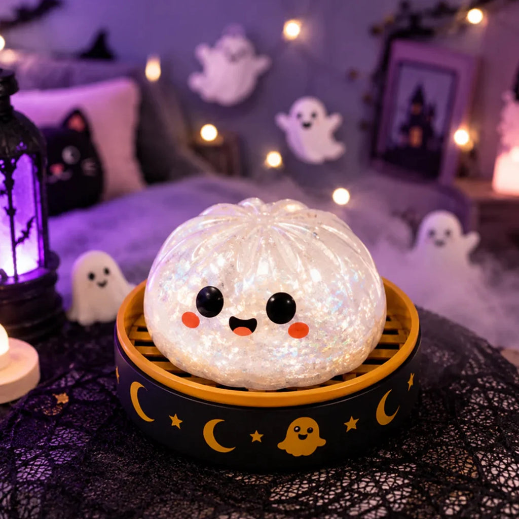 Halloween Spooky Ghost Dumpling Squishies Toys Halloween Ghost Dumpling Squishy Squishy Dumpling Stretchy Clear Gel Dumplings Stress Balls Collectible Blind Box Sensory Toy,4Pc