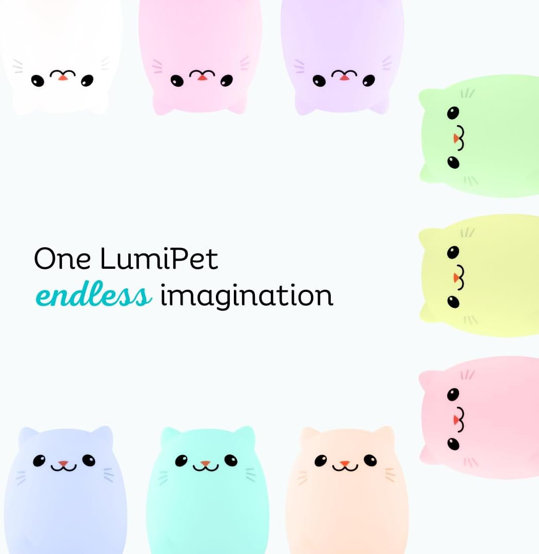 Cat Silicone Night Light for Kids, Squishy Lamp with Remote