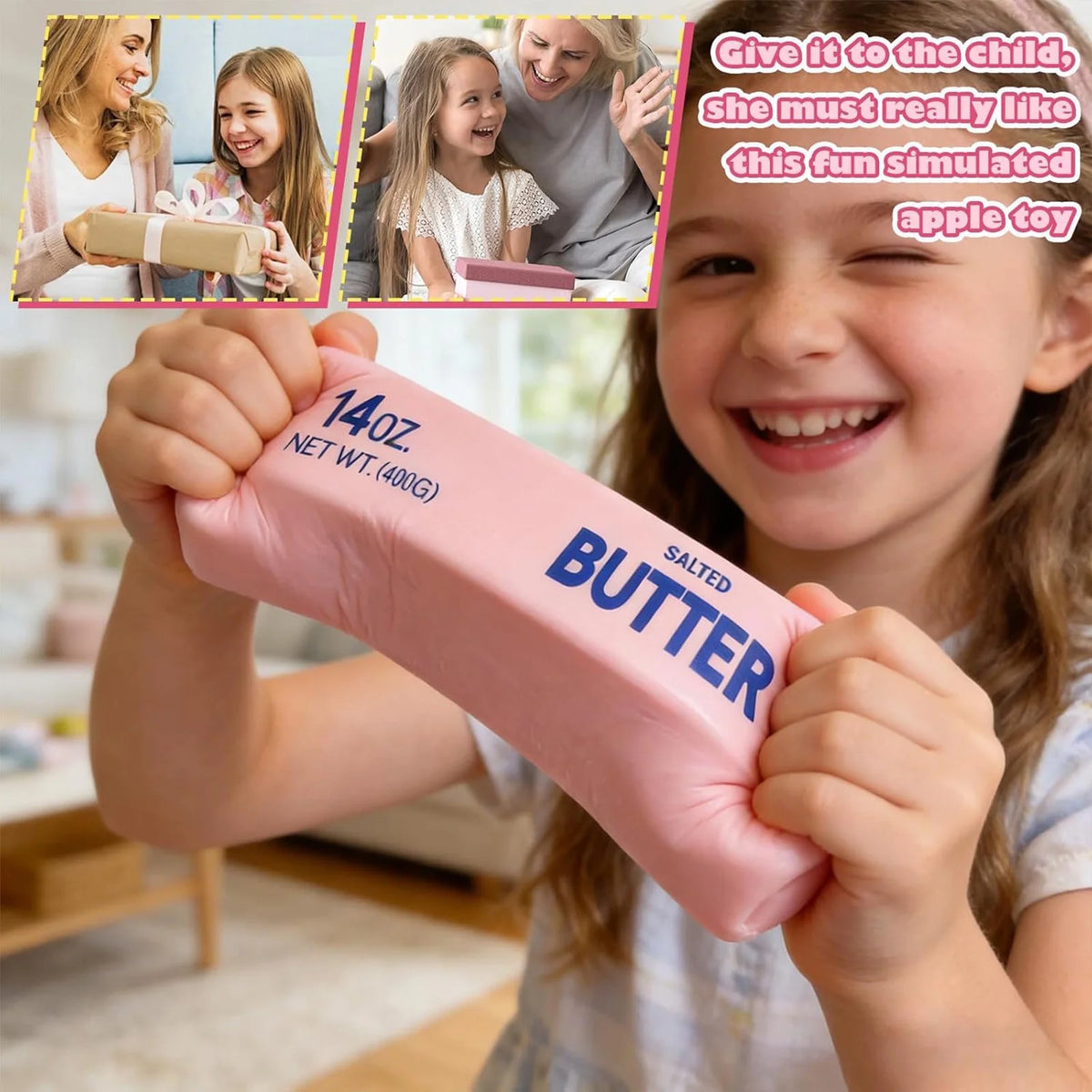 Jumbo Butter Squish Toys, 14Oz Pink Taba Squish Toys, Stress Balls, Gifts