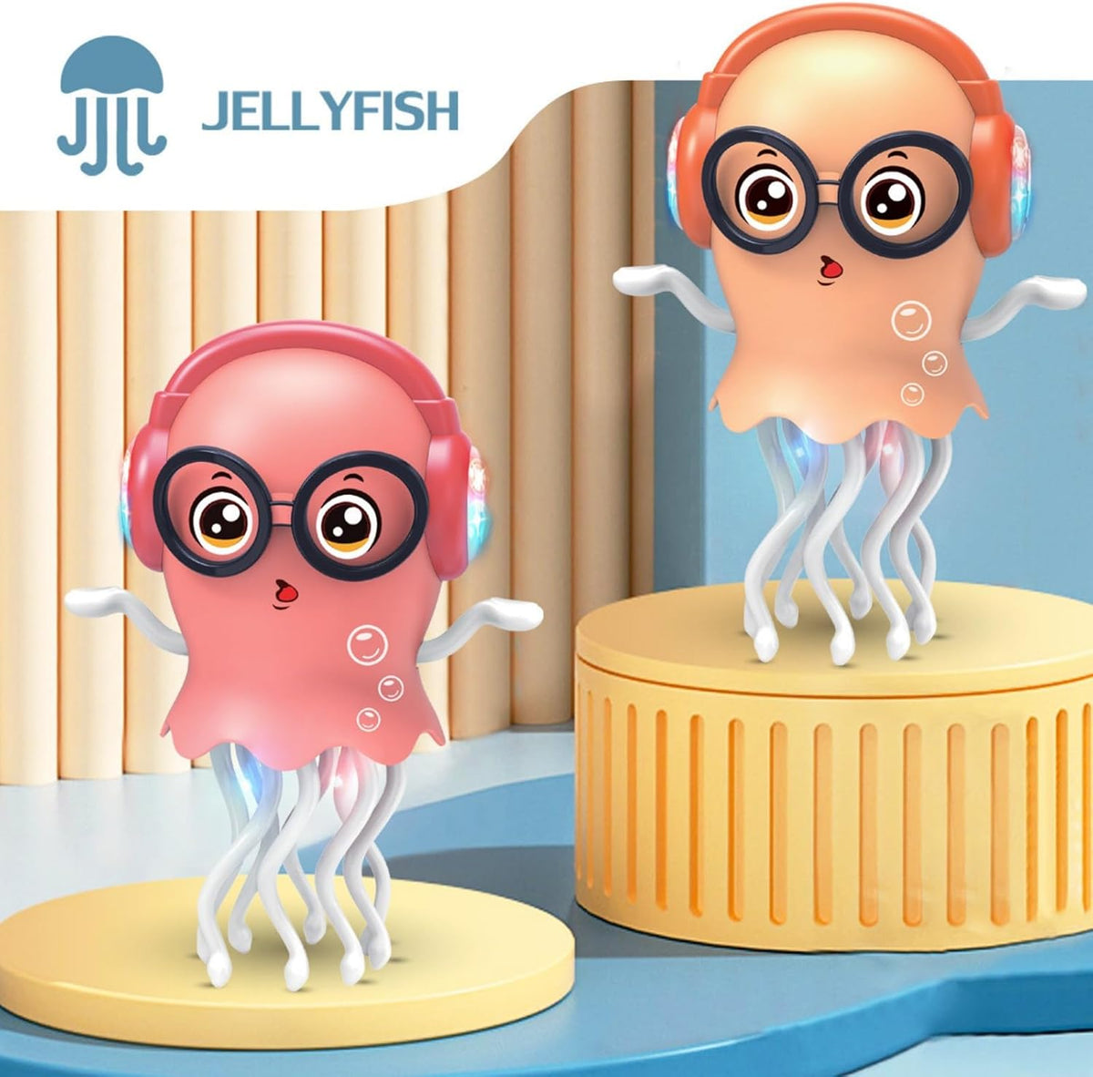 Interactive Dancing Jellyfish Toy for Kids – Musical LED Light Crawling Toy with Smart Obstacle Avoidance – Fun Birthday Gift for Toddlers & Preschoolers (Rose Pink)