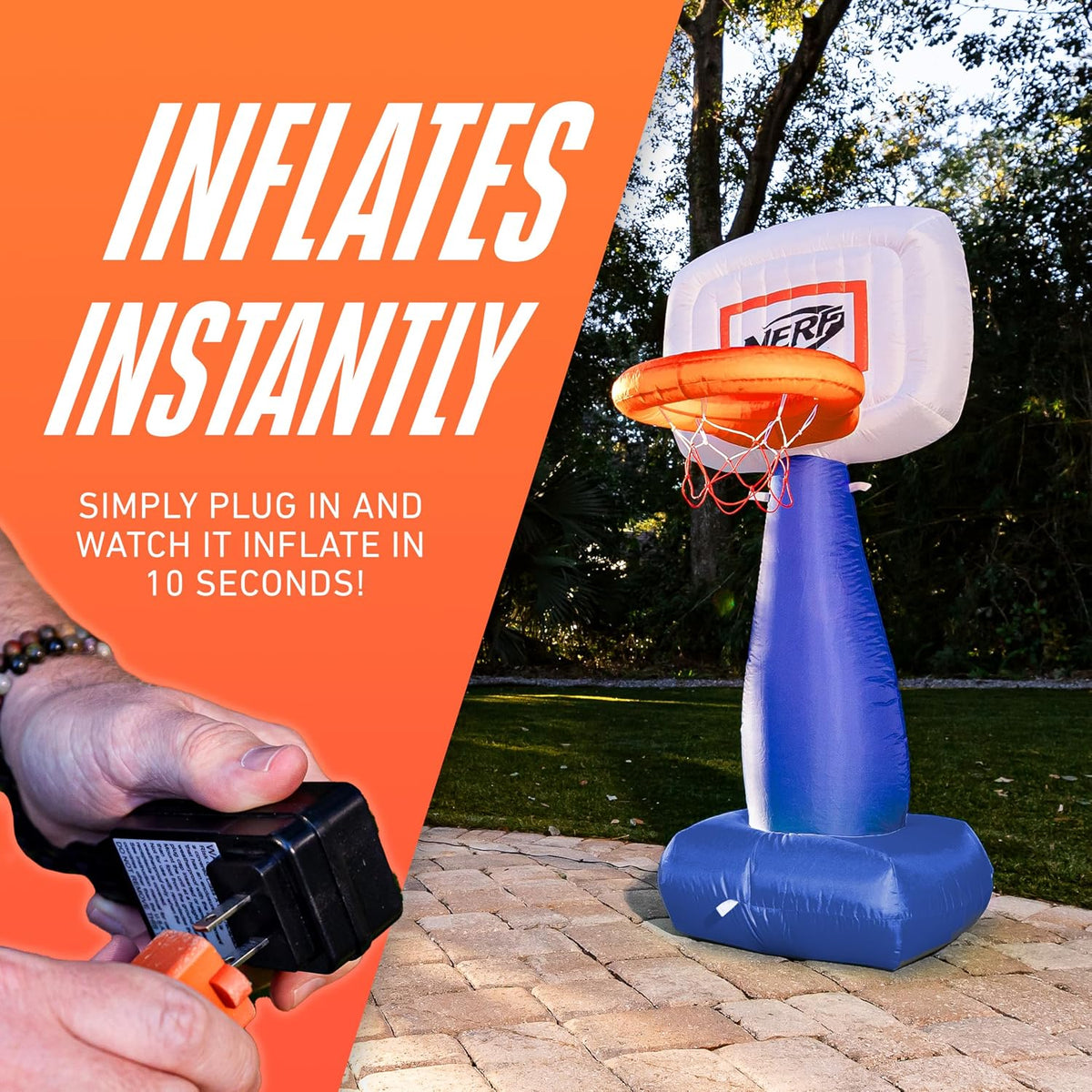 NERF Airhoop Inflatable Basketball Set - 10-Second Setup - 4.5 Ft