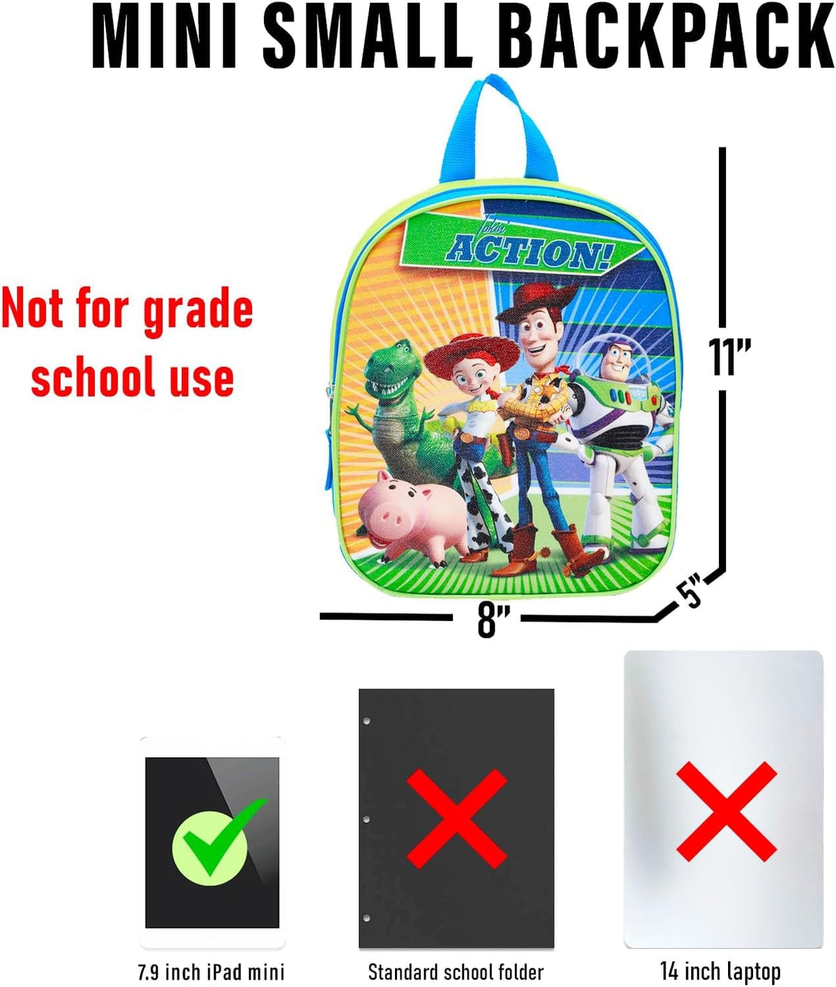 Disney Toy Story Mini Backpack for Kids Bundle - 11" W Adjustable Straps