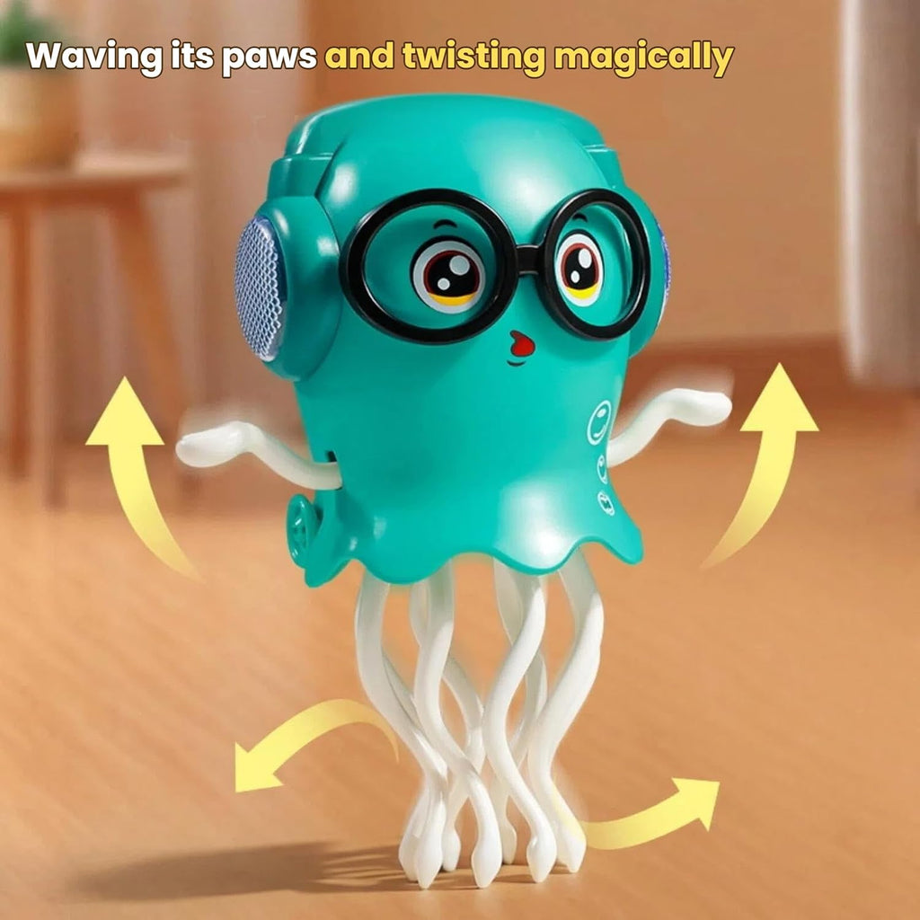 Interactive Dancing Jellyfish Toy for Kids – Musical LED Light Crawling Toy with Smart Obstacle Avoidance – Fun Birthday Gift for Toddlers & Preschoolers (Rose Pink)