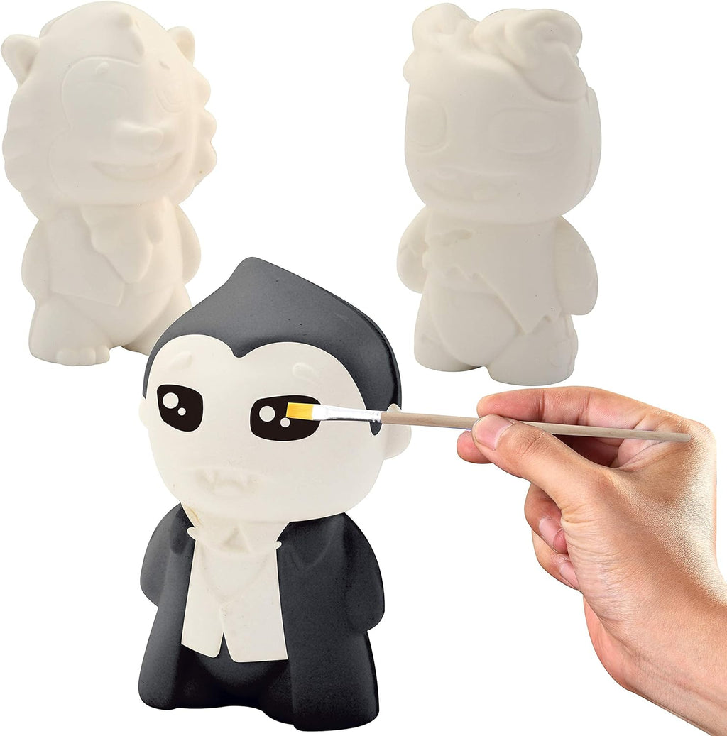 Halloween Squishy Toys Coloring Craft Kit with 6 Different Characters, 6 Colors Paints, and 3 Paintbrushes, Art Craft Painting Kit DIY Set Halloween Party Games for Kids Activities Party Favors
