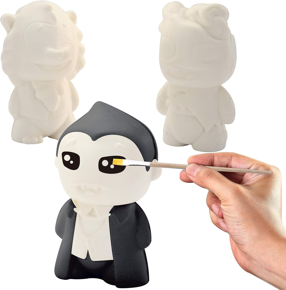 Halloween Squishy Toys Coloring Craft Kit with 6 Different Characters, 6 Colors Paints, and 3 Paintbrushes, Art Craft Painting Kit DIY Set Halloween Party Games for Kids Activities Party Favors