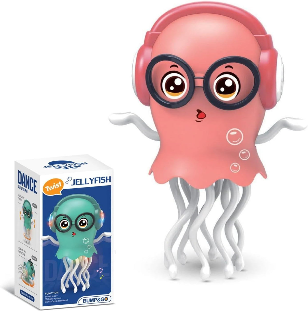 Interactive Dancing Jellyfish Toy for Kids – Musical LED Light Crawling Toy with Smart Obstacle Avoidance – Fun Birthday Gift for Toddlers & Preschoolers (Rose Pink)