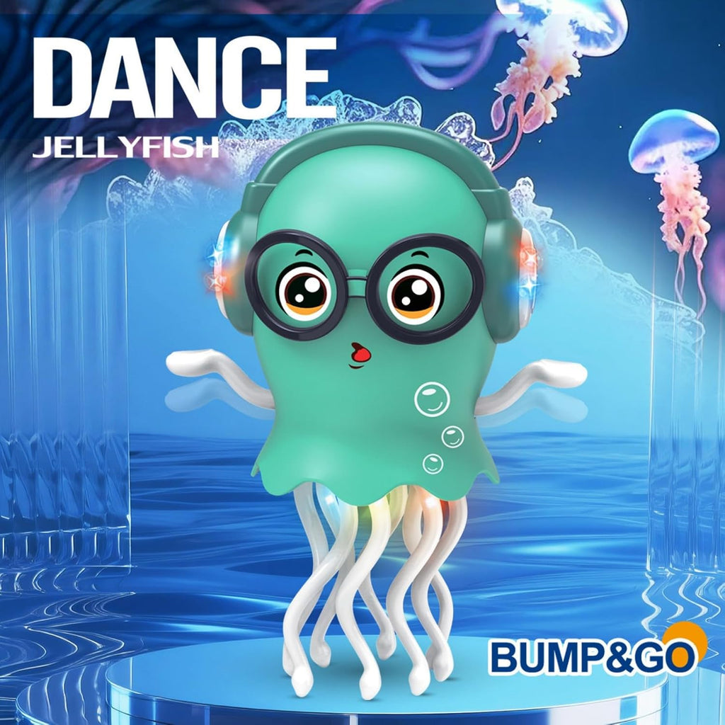 Interactive Dancing Jellyfish Toy for Kids – Musical LED Light Crawling Toy with Smart Obstacle Avoidance – Fun Birthday Gift for Toddlers & Preschoolers (Rose Pink)
