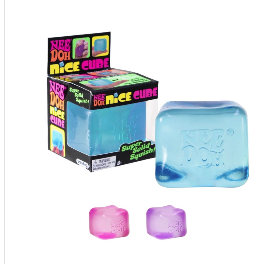 Nee Doh Nice Cube Squish Toy, Ages 3+ (Blue), 1Ct