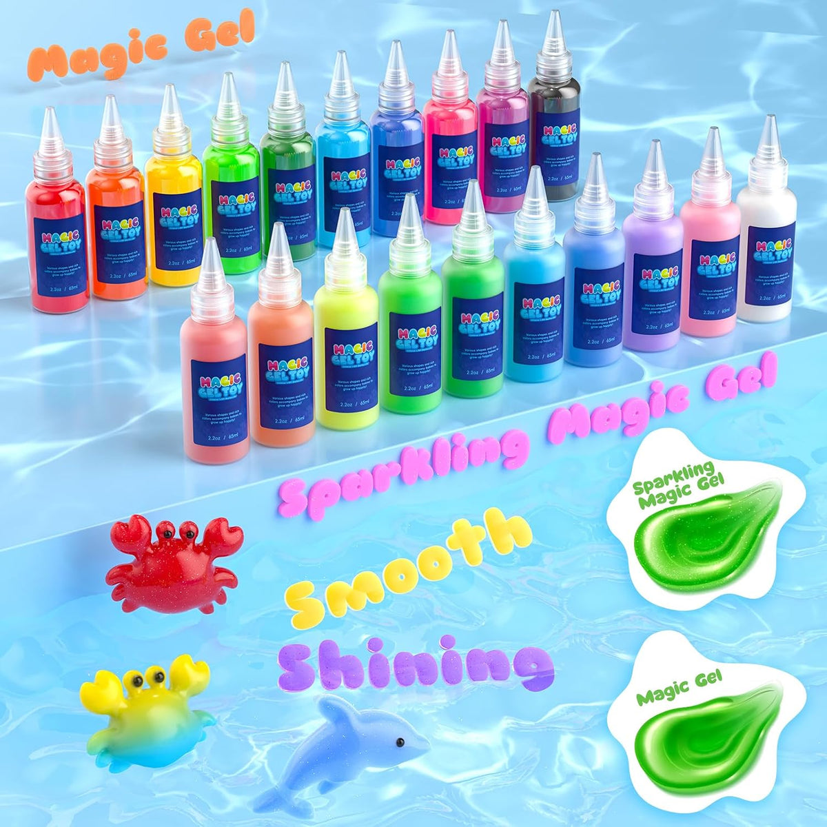 Magic Elf Water Toy Kit, Aqua Water Gel Magic Elf Pets Kit for Kids, Squishy Maker Toy with 20 Magic and 16 Shape Molds Pets, Birthday Gifts Crafts DIY for Kids, Make Your Own Squishies