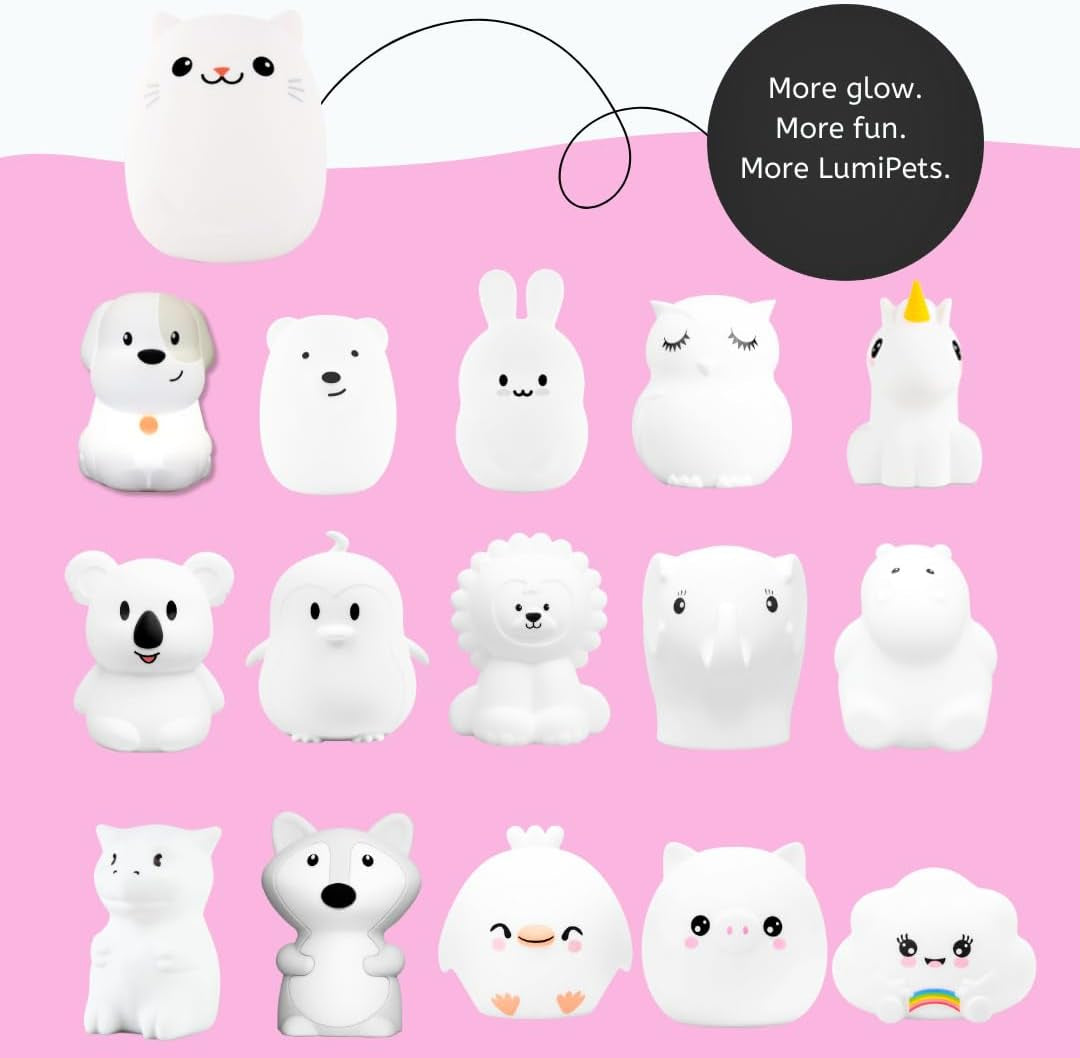 Cat Silicone Night Light for Kids, Squishy Lamp with Remote
