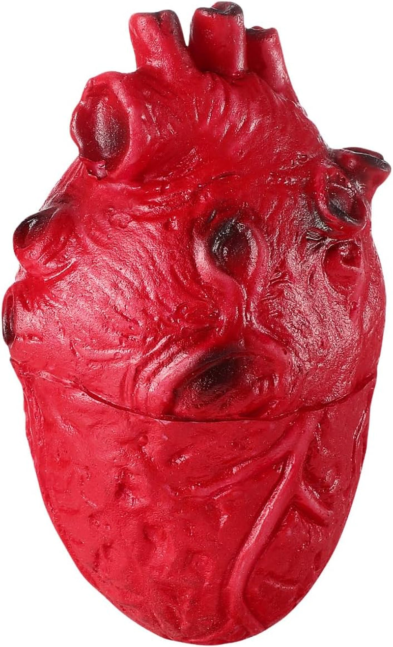 Halloween Fake Heart Prop, Squeezable Resin Heart Model, Simulation Bloody Human Body Part for Halloween Party Creepy Decoration (3.5''X6.5'')