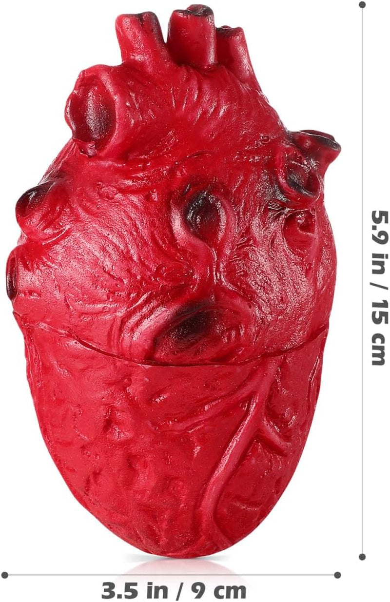 Halloween Fake Heart Prop, Squeezable Resin Heart Model, Simulation Bloody Human Body Part for Halloween Party Creepy Decoration (3.5''X6.5'')