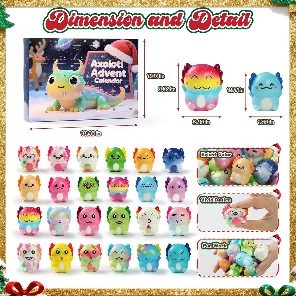 Christmas Advent Calendar 2026, Axolotl Slow Rising Squishy Advent Calendar