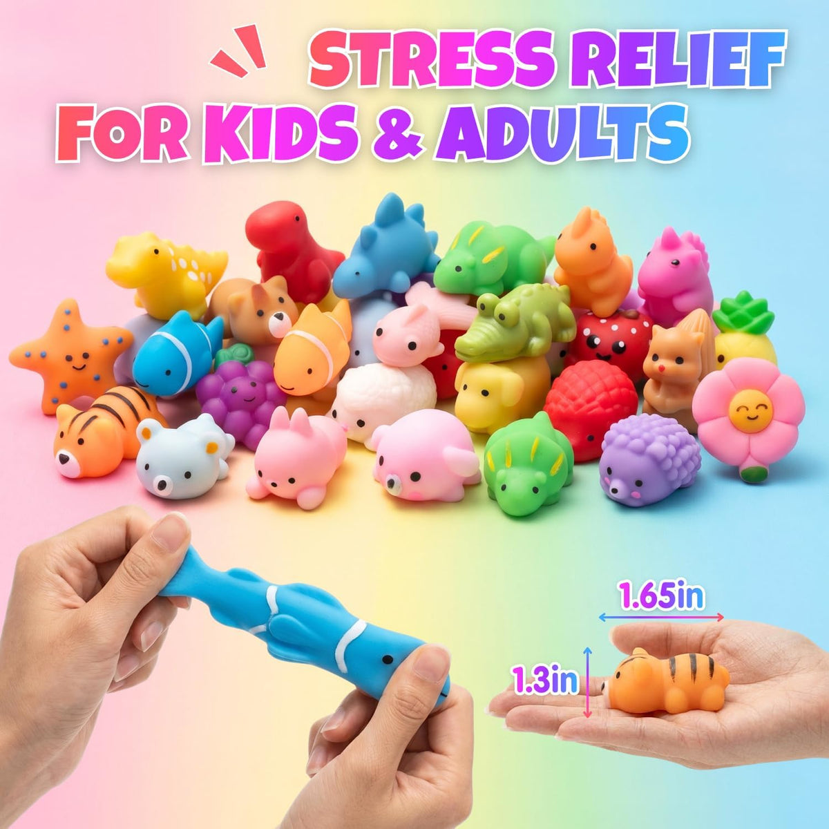 30 Pack Mochi Squishies Squeeze Toys, Squishy Party Favors for Kids Adults