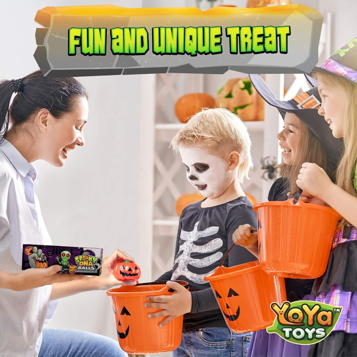 Spooky DNA Stress Balls (3 Pack) - Halloween Squishy Gift - Pumpkin, Ghost, Skull Squeeze Balls for Kids and Adults - Sensory Fidget Toy - Promote Anxiety, Stress Relief, Calm Focus and Play