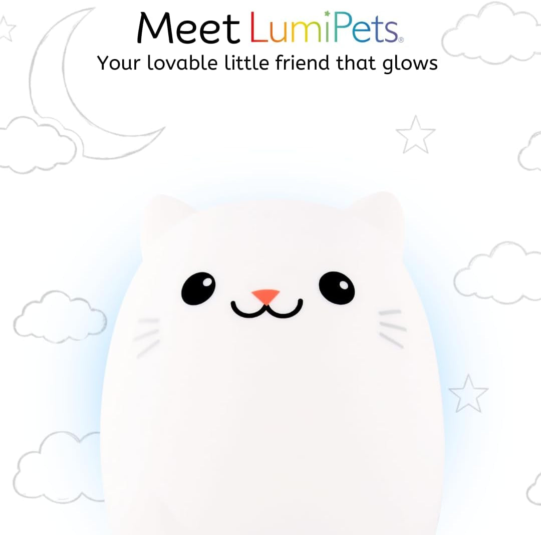 Cat Silicone Night Light for Kids, Squishy Lamp with Remote